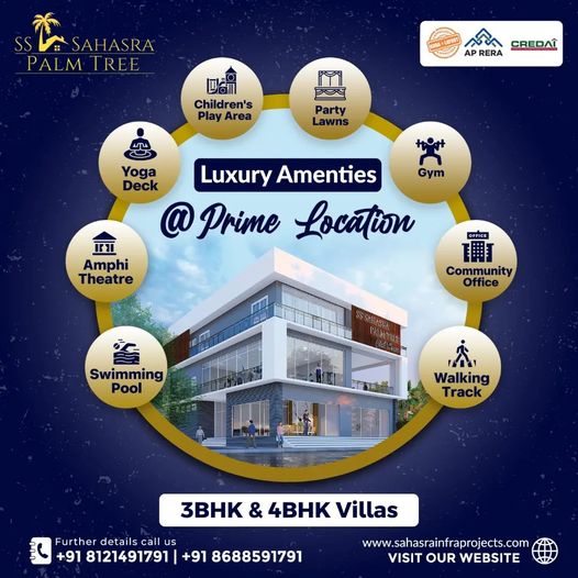 Contact for details on 3BHK and 4BHK villas near Kurnool || SS Sahasra,kurnool,Services,Free Classifieds,Post Free Ads,77traders.com